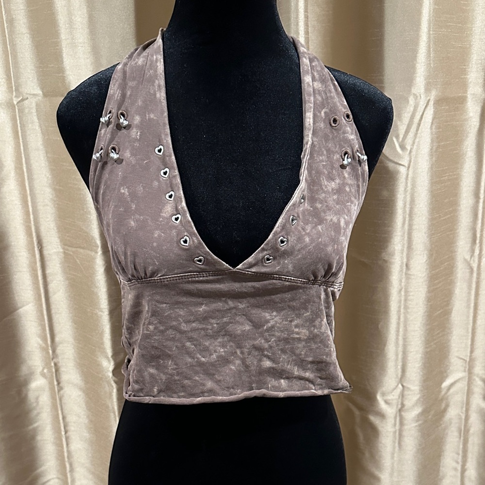 Voight Brown/Grey Halter Top